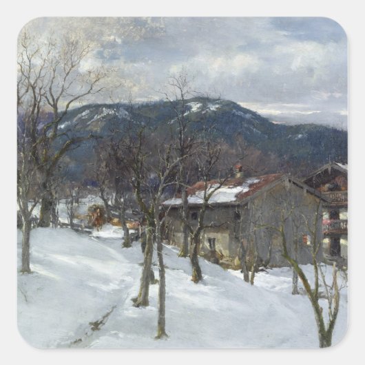 Winterlandschap nabij Kutterling, 1899 Vierkante Sticker (Voorkant)