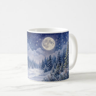 Winterlandschap onder maanlicht Kunst Koffiemok