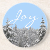 Winterlandschap Onderzetter sneeuw bedekt met bosk (Voorkant)