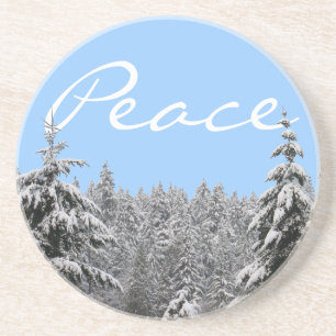 Winterlandschap Onderzetter sneeuw bedekt met bosk