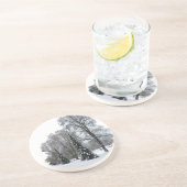 Winterlandschap Onderzetter sneeuw bedekt met bosk (Zijkant)