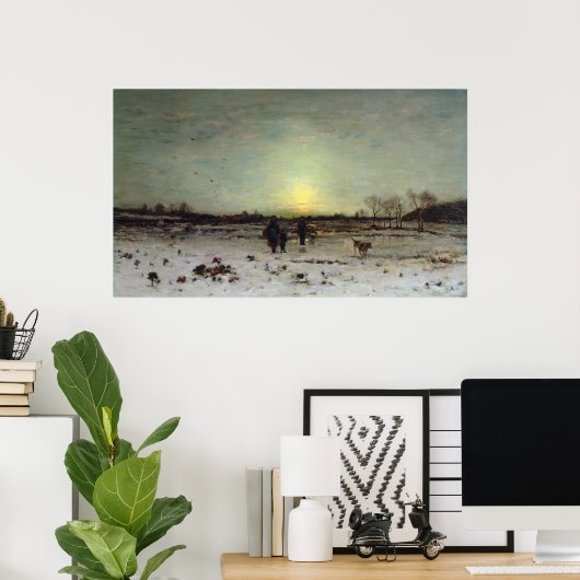 Winterlandschap op zonsondergang poster (Thuiskantoor)