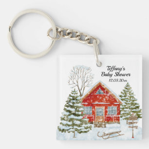 Winterlandschap Red House Baby shower Sleutelhanger