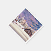 Winterlandschap Rendieren en blokhut Waterverf Servet (Hoek)