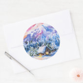 Winterlandschap Ronde Sticker (Envelop)