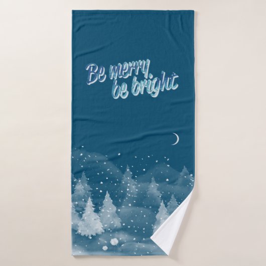 Winterlandschap Sneeuw Blauw Vakantie Bad Handdoek (Badhanddoek)