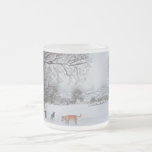 Winterlandschap Sneeuwscène met Kerstmis Matglas Koffiemok (Center)