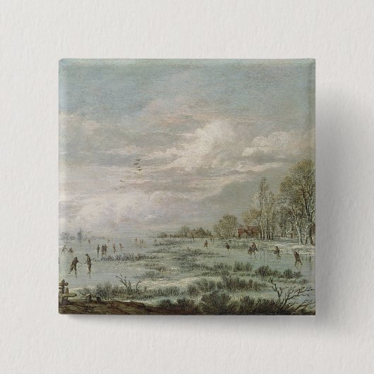 Winterlandschap Vierkante Button 5,1 Cm (Voorkant)