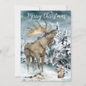 Winterlandschap Waterverf Moose kerstpostca Feestdagenkaart (Voorkant)