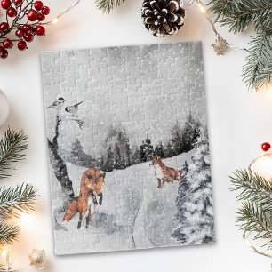 Winterlandschap Waterverf Vossen Legpuzzel