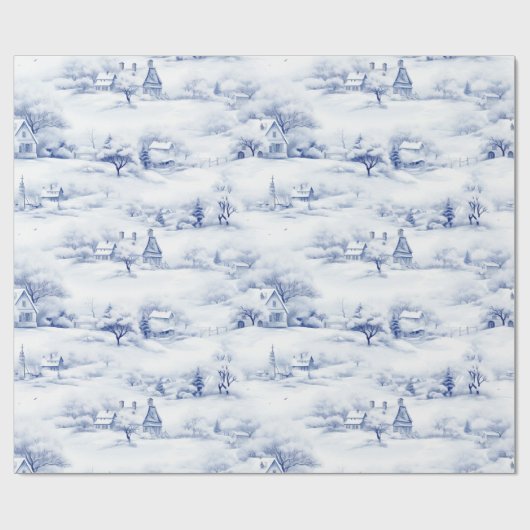 Winterlandschap Wit Kerstmis Modern Cadeaupapier (Vlak)