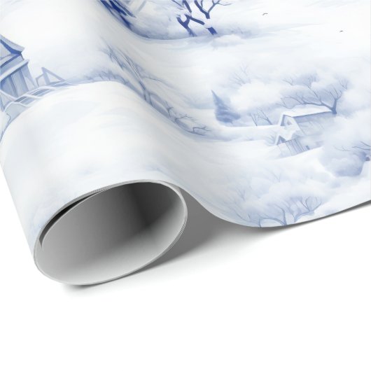 Winterlandschap Wit Kerstmis Modern Cadeaupapier (Rol Hoek)