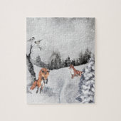 Winterlandschapskoeien Waterverf Legpuzzel (Verticaal)