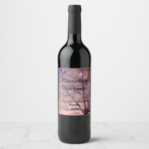 "Winterleaf" zalmonderkant, set van 6 wijnlabels Wijn Etiket