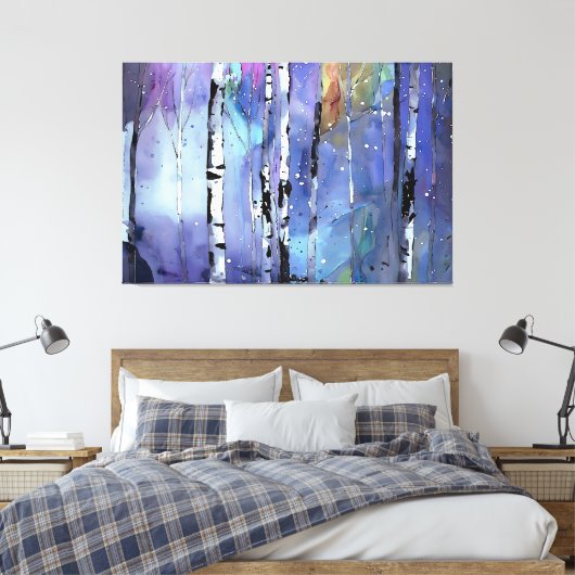 Winterlied in de Birch Bossen Canvas Afdruk (Insitu (Slaapkamer))