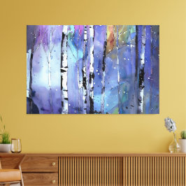 Winterlied in de Birch Bossen Canvas Afdruk