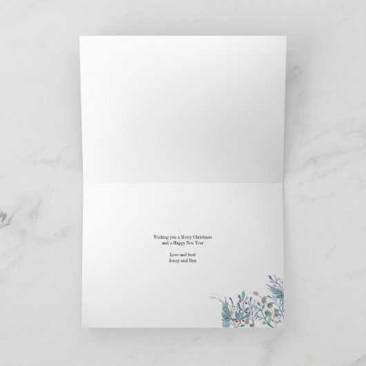 Winterloof 3 Foto Elegante Script Wenskaart Feestdagen Kaart (Binnen)