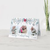 Winterloof 3 Foto Elegante Script Wenskaart Feestdagen Kaart (Voorkant)