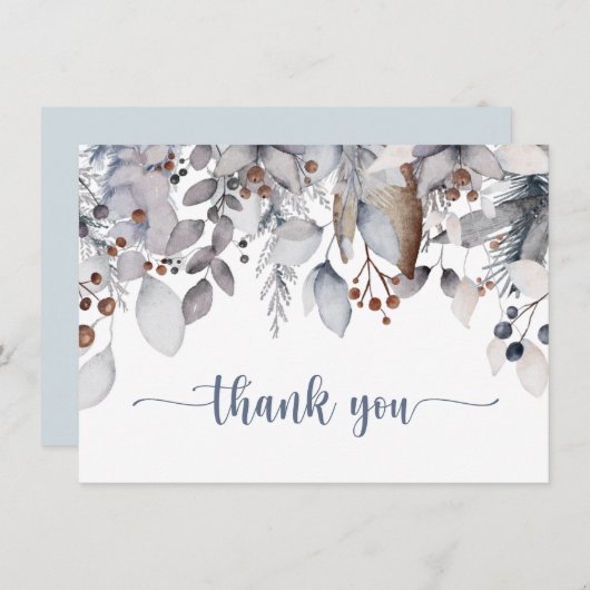 Winterloof, hulstbessen, Feest Bedankkaart (Voorkant / Achterkant)