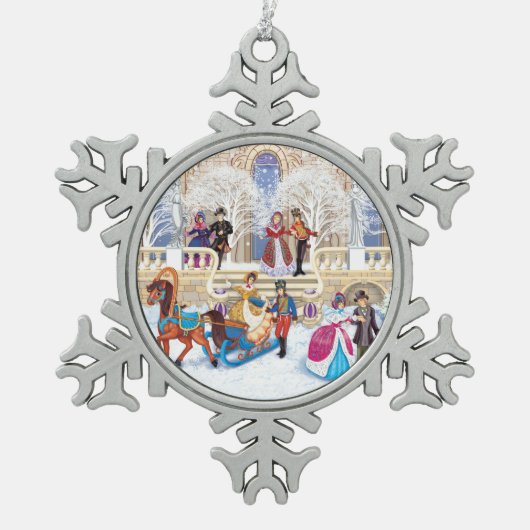 Winterloop Tin Sneeuwvlok Ornament (Voorkant)