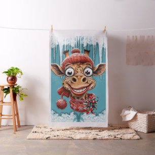 Wintermagie met een schattige cartoon giraffe. stof