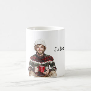 Winterman met baard witte hoed koffiemok