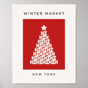 Wintermarkt 08 kerstboom poster