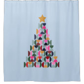 Wintermarkt 10 kleurrijke kerstboom douchegordijn (Voorkant)