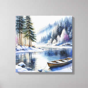 Wintermeer Scène Canvas Kunst
