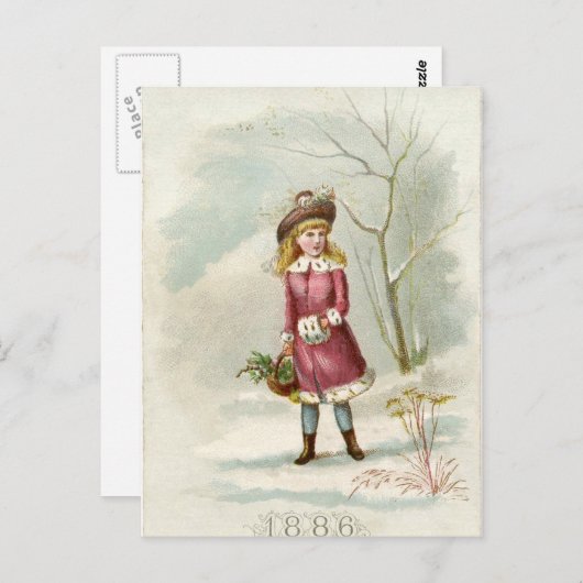 wintermeisje briefkaart (Voorkant / Achterkant)