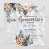 Wintermoderne bokeh bloemige waterverf kaart (Voorkant / Achterkant)