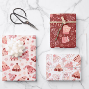 Wintermutsen & handschoenen inpakpapier vel