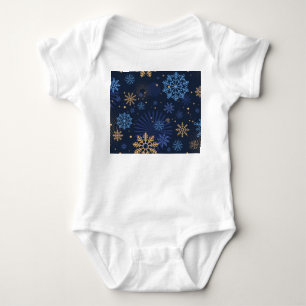 Winternacht: Blauw Sneeuwvlokpatroon. Romper