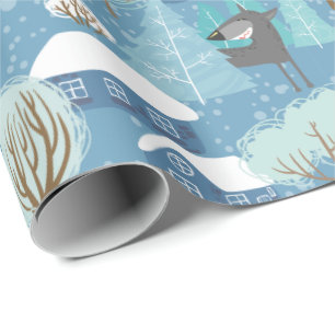 Winternacht  dorpsscène cadeaupapier