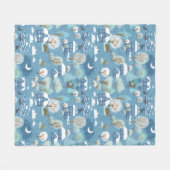 Winternacht  dorpsscène fleece deken (Voorkant (Horizontaal))