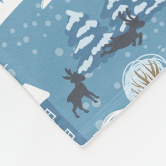 Winternacht  dorpsscène fleece deken (Hoek)