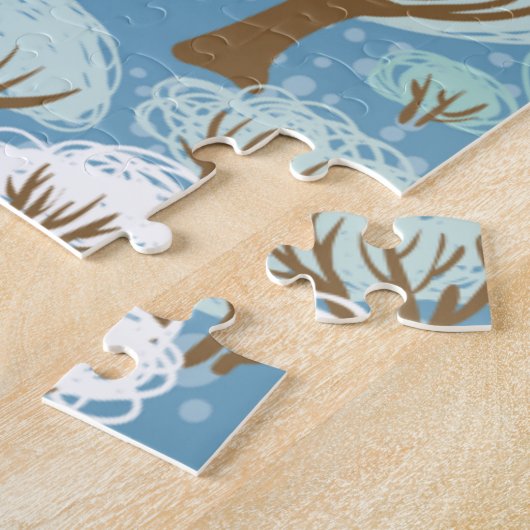 Winternacht  dorpsscène legpuzzel (Zijkant)