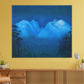 Winternacht in de bergen canvas afdruk (Insitu (Woonkamer))