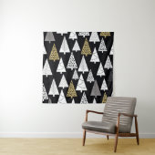 Winternachten: goud-zilveren bomen. wandkleed (In situ)