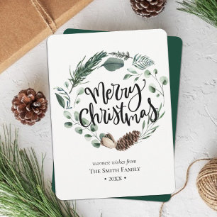 WinterNatuur   Waterverf met kerstmis Feestdagenkaart