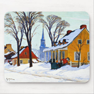 Winterochtend, kunstwerk van Clarence Gagnon Muismat