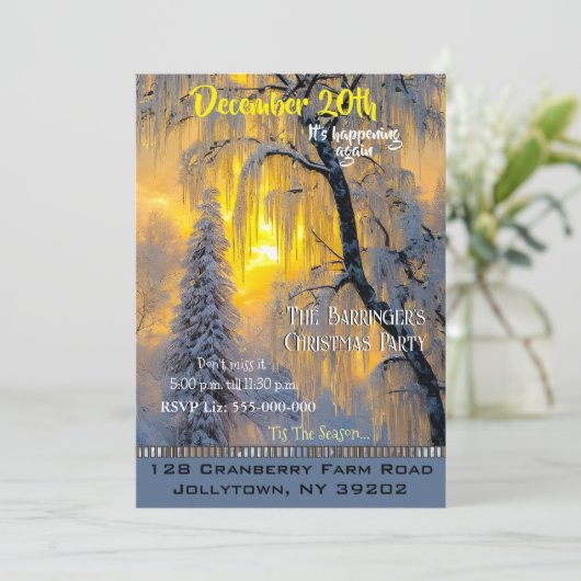 Winterochtend Prachtig Kerstfeest Uitnodigen Kaart (Staand voorkant)