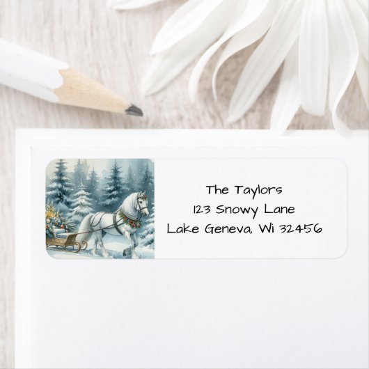  winterpaard en een kerstslee etiket (Insitu)