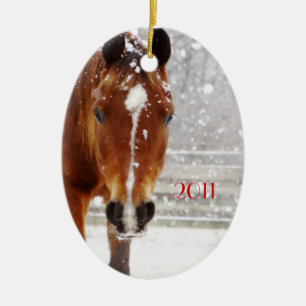 Winterpaard Kerstmis Keramisch Ornament