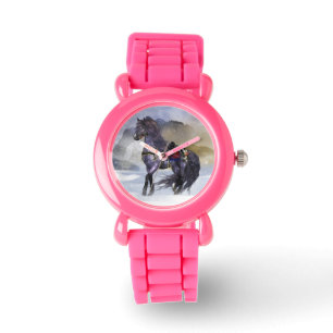 Winterpaard Kind Glitter Watch, Roze glitter Horloge