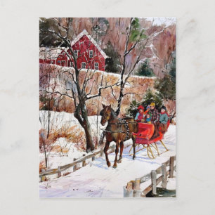 winterpaarden en -slee briefkaart