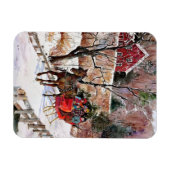  winterpaarden en -slee in sneeuw magneet (Horizontaal)