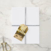 winterpad met pijnbomen op zaterdag cadeaulabel (Met Touw)