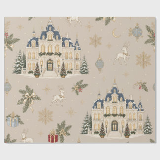 Winterpaleis Taupe Kerst Inpakpapier