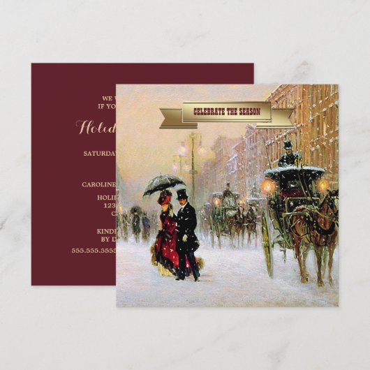 winterparijse Scene Holiday Partij Kaart (Voorkant / Achterkant)